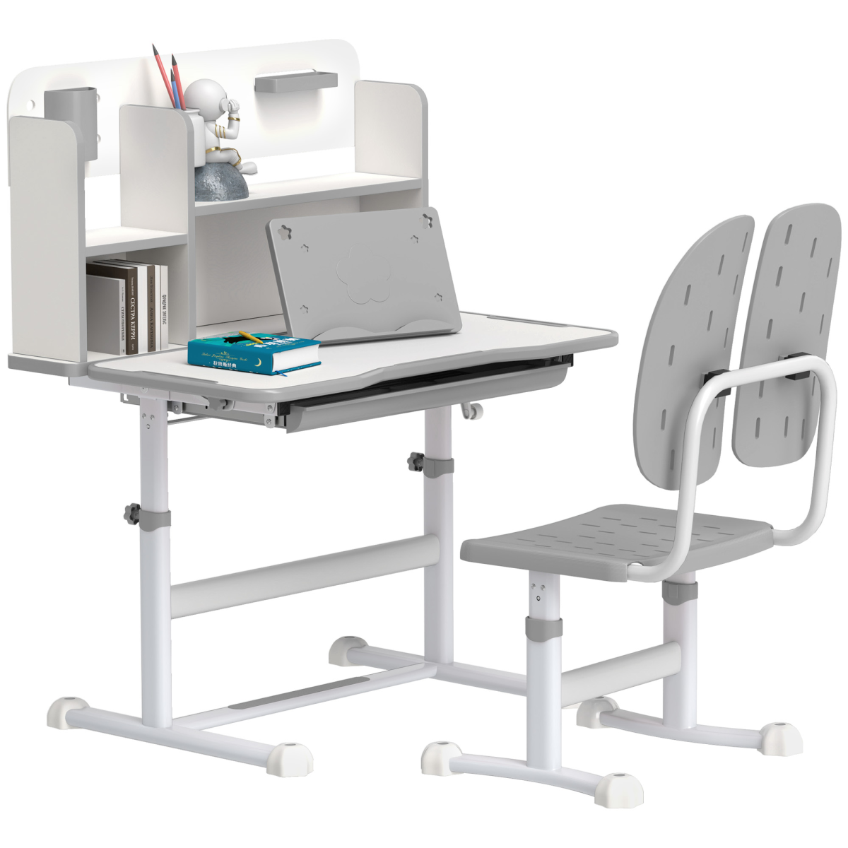 cortex-london-windsor-adjustable-kids-desk-and-chair-set-grey-white-tiltable-desktop-reading-rack