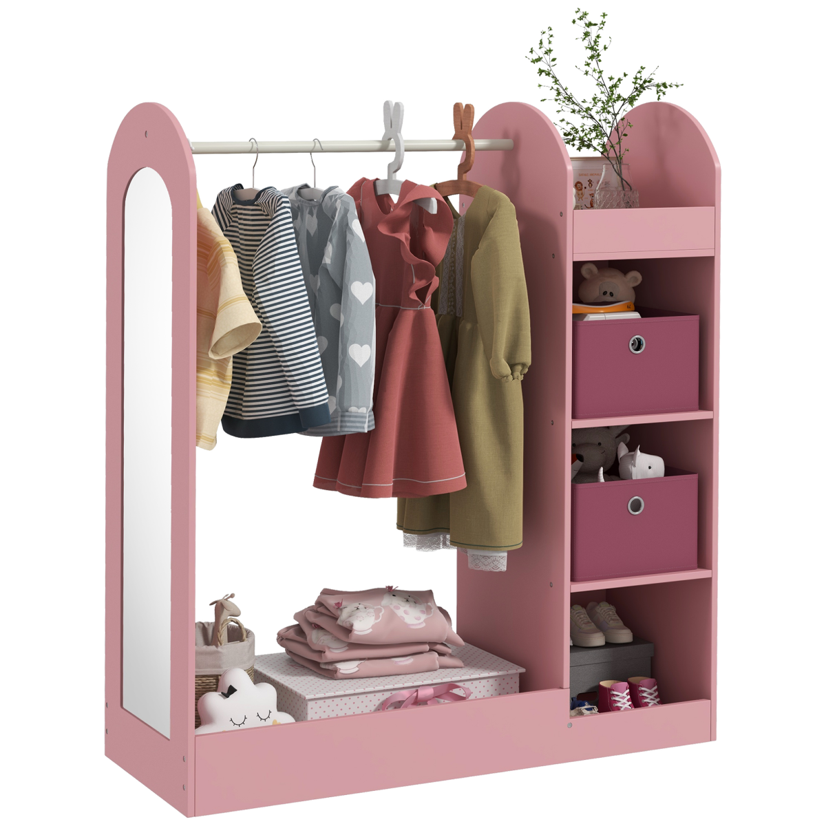cortex-london-windsor-pink-kids-clothes-rail-mirror-storage-boxes