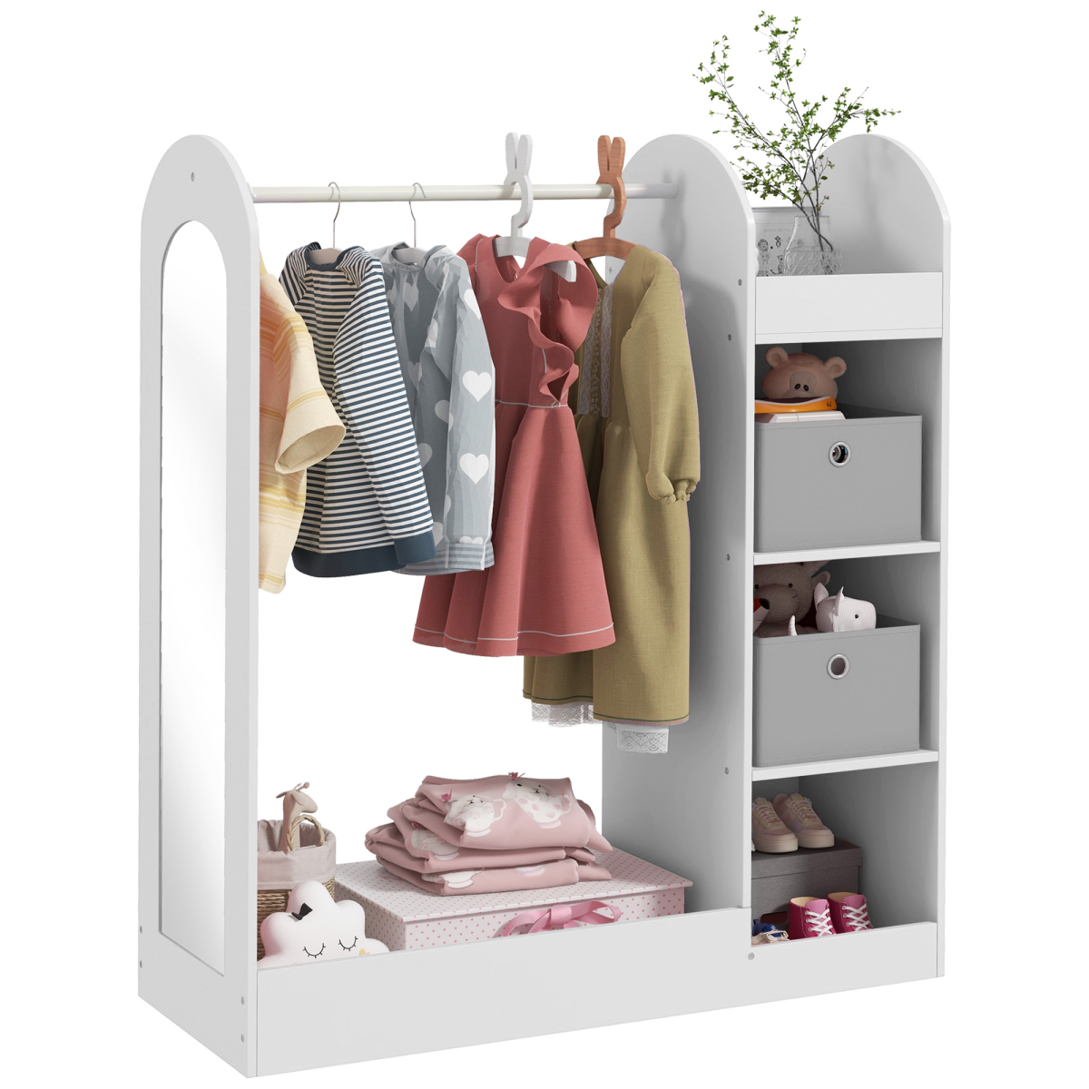 cortex-london-windsor-pink-kids-clothes-rail-mirror-storage-boxes