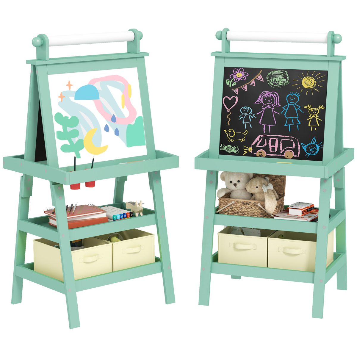 cortex-london-windsor-kids-double-sided-art-easel-paper-roll-green