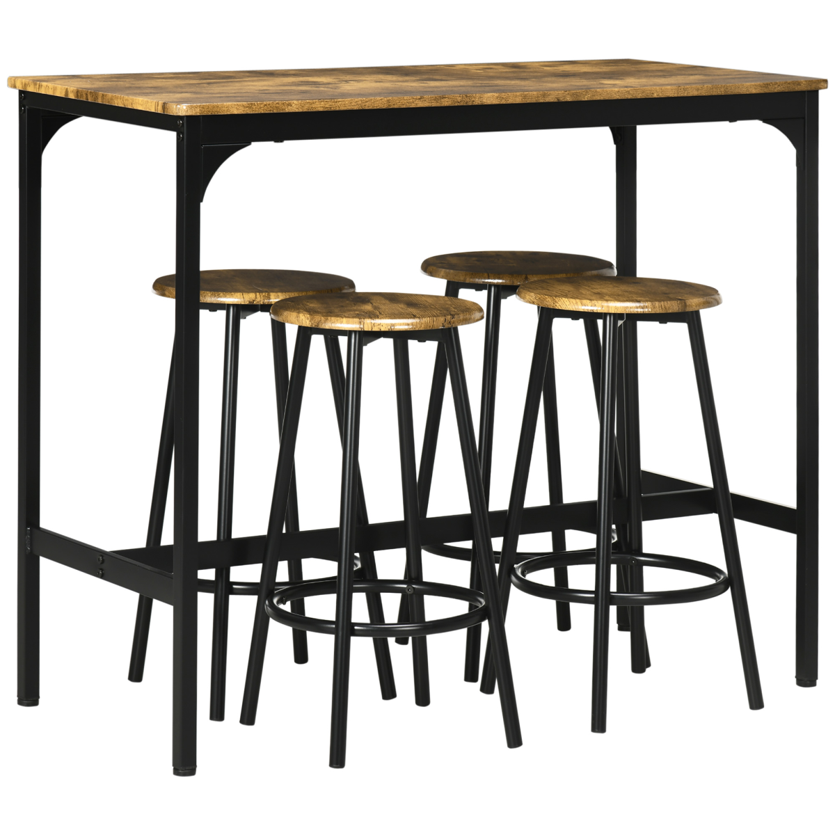 cortex-london-homcom-grey-black-five-piece-bar-table-four-stools-metal-frame