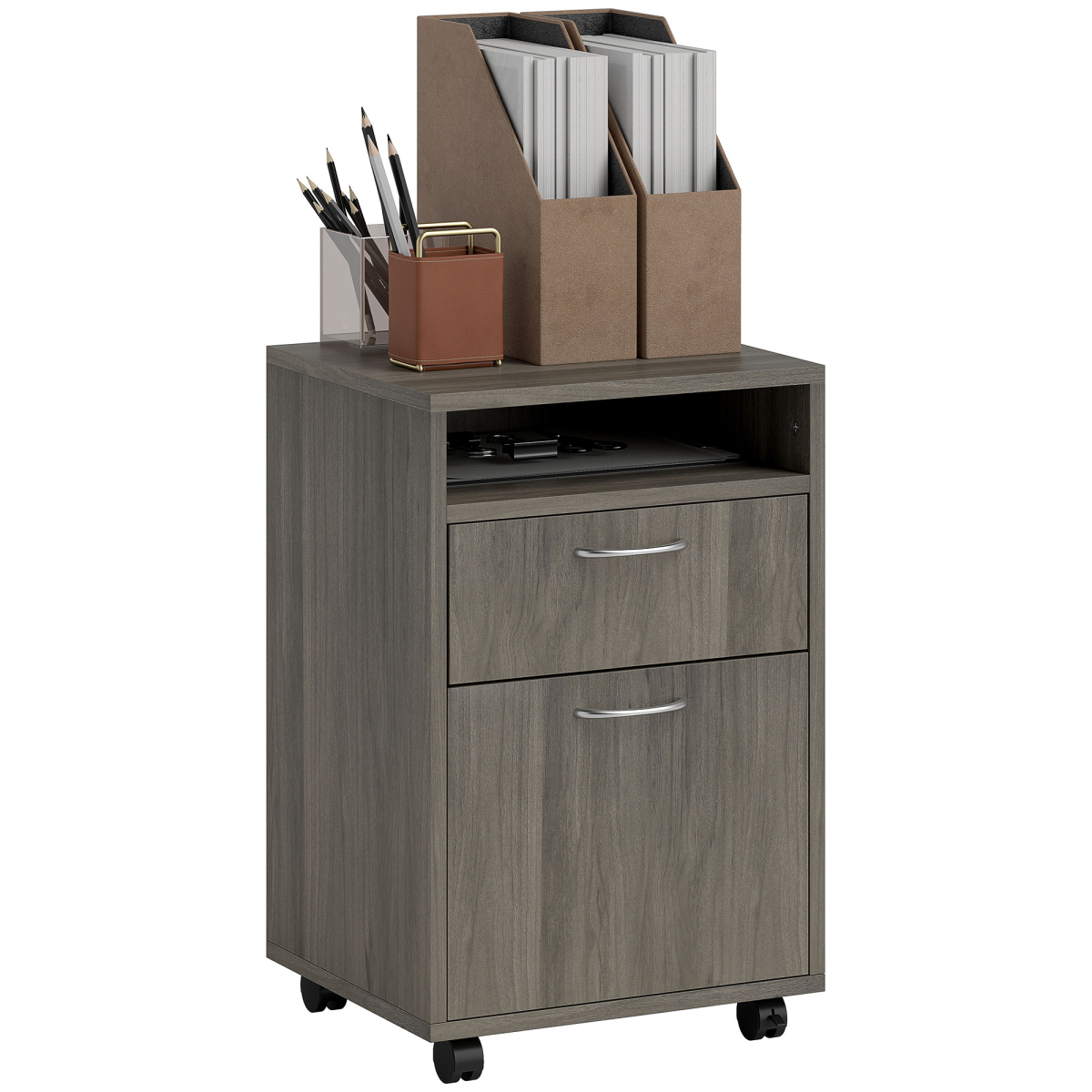 cortex-london-york-60cm-grey-filing-cabinet-drawers-open-shelf