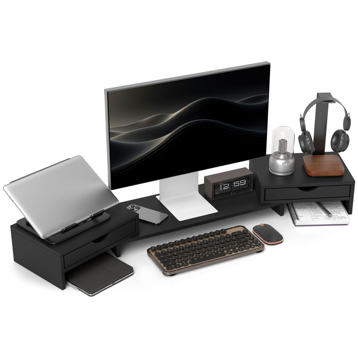 cortex-london-windsor-dual-monitor-stand-riser-adjustable-black