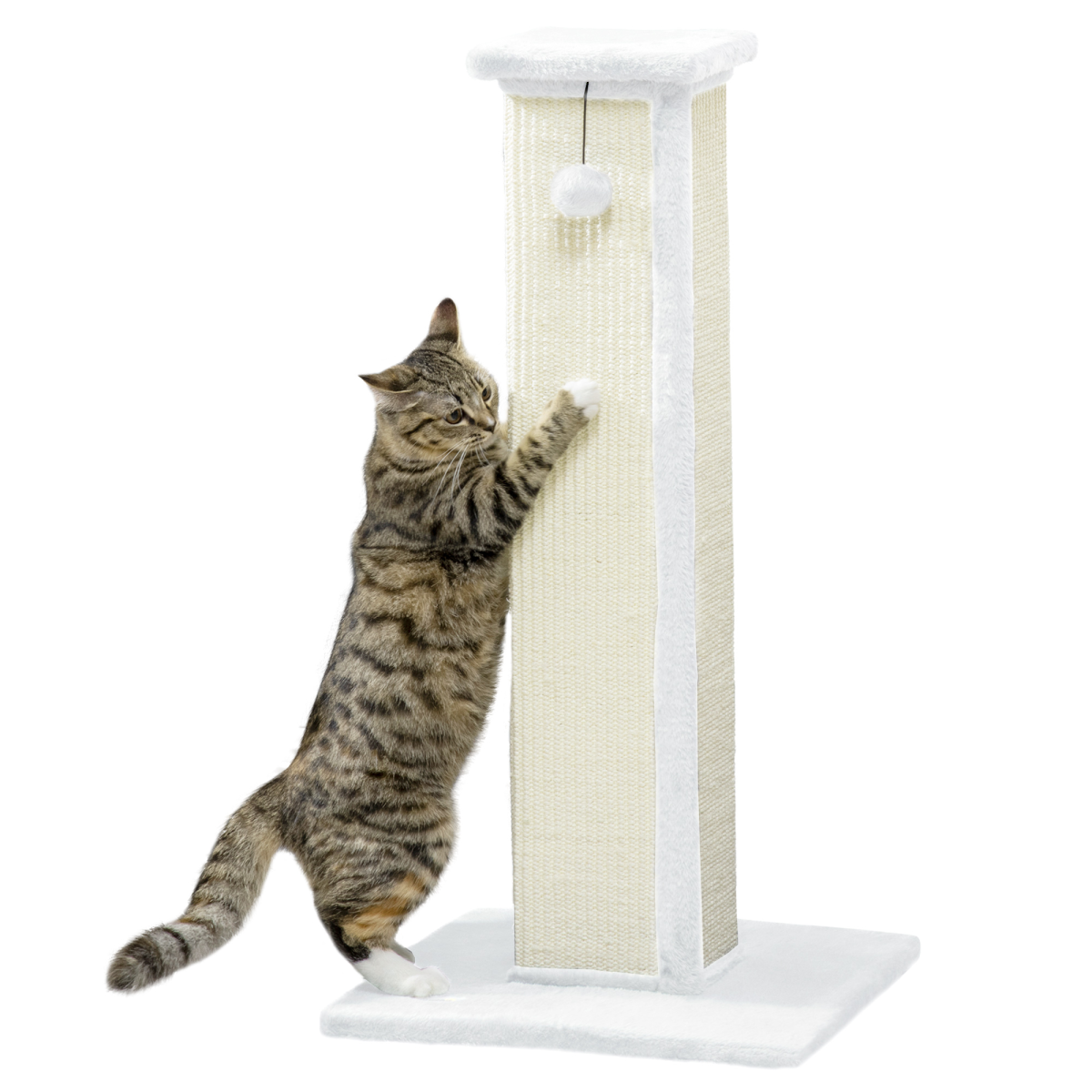 cortex-london-windsor-81cm-cat-scratching-post-sisal-rope-hanging-ball-brown-cream-white