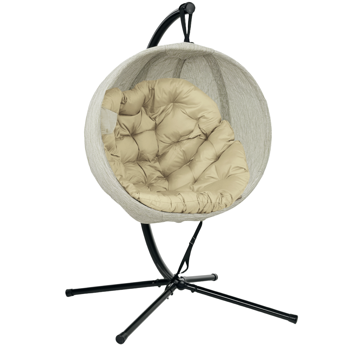cortex-london-windsor-folding-egg-swing-chair-grey-black-steel-texteline-polyester-pp-cotton