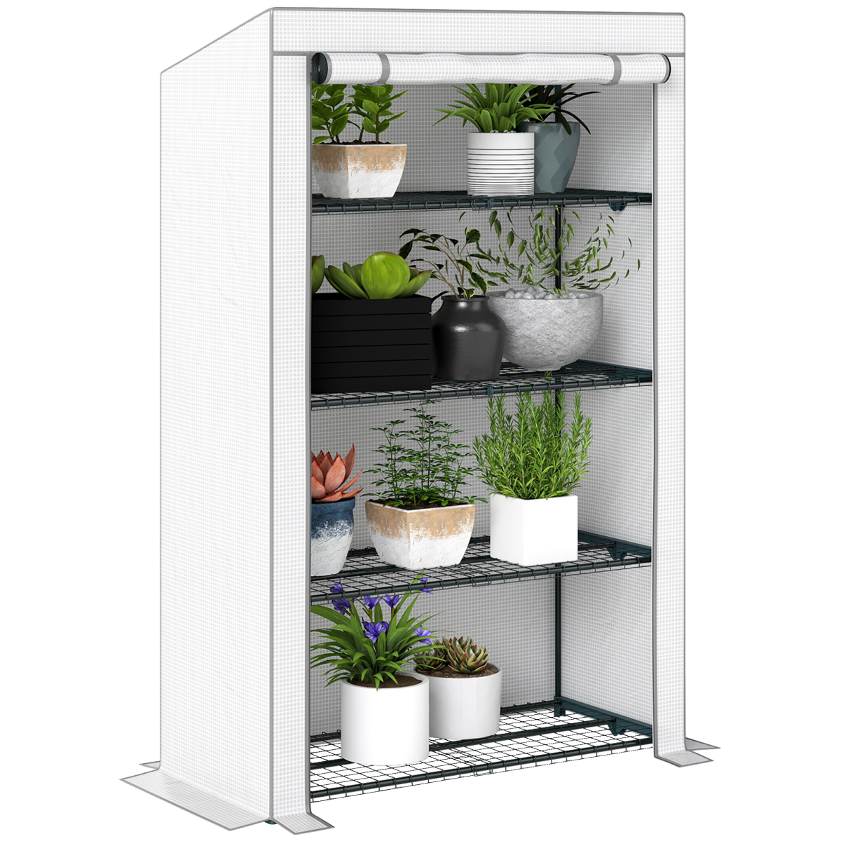 cortex-london-york-four-tier-lean-to-mini-greenhouse-reinforced-pe-cover