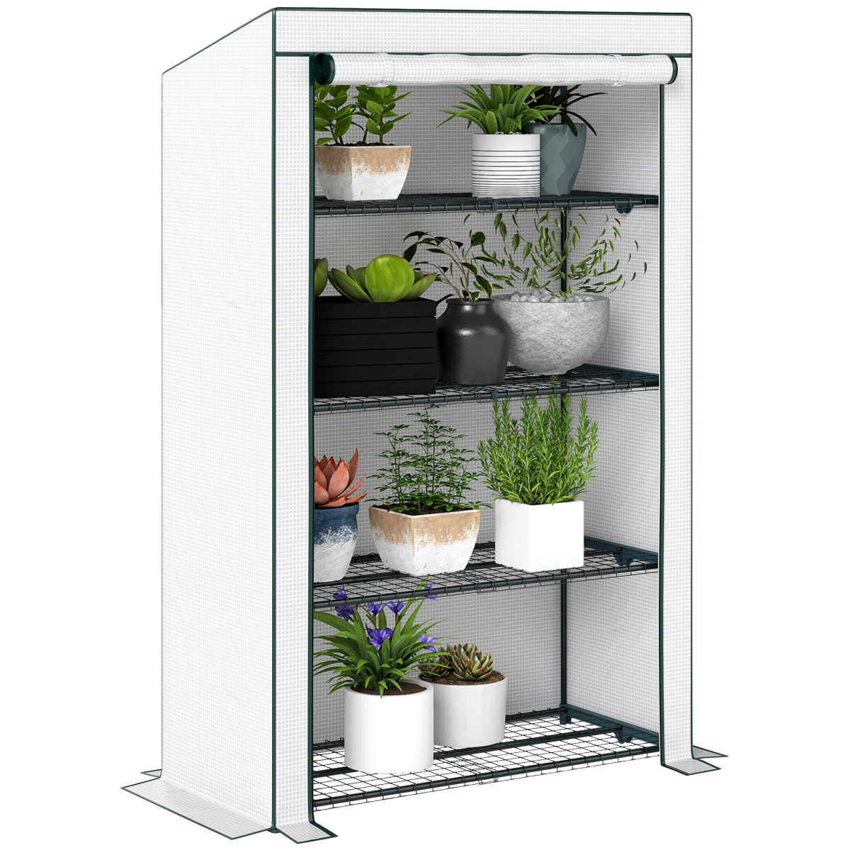 cortex-london-york-four-tier-lean-to-mini-greenhouse-reinforced-pe-cover