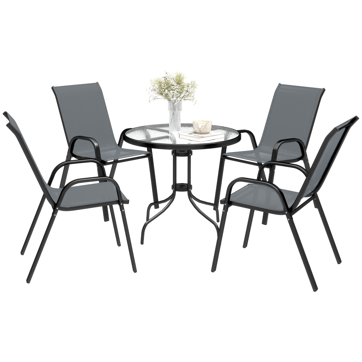 cortex-london-york-black-garden-furniture-set-round-glass-table-four-stackable-chairs