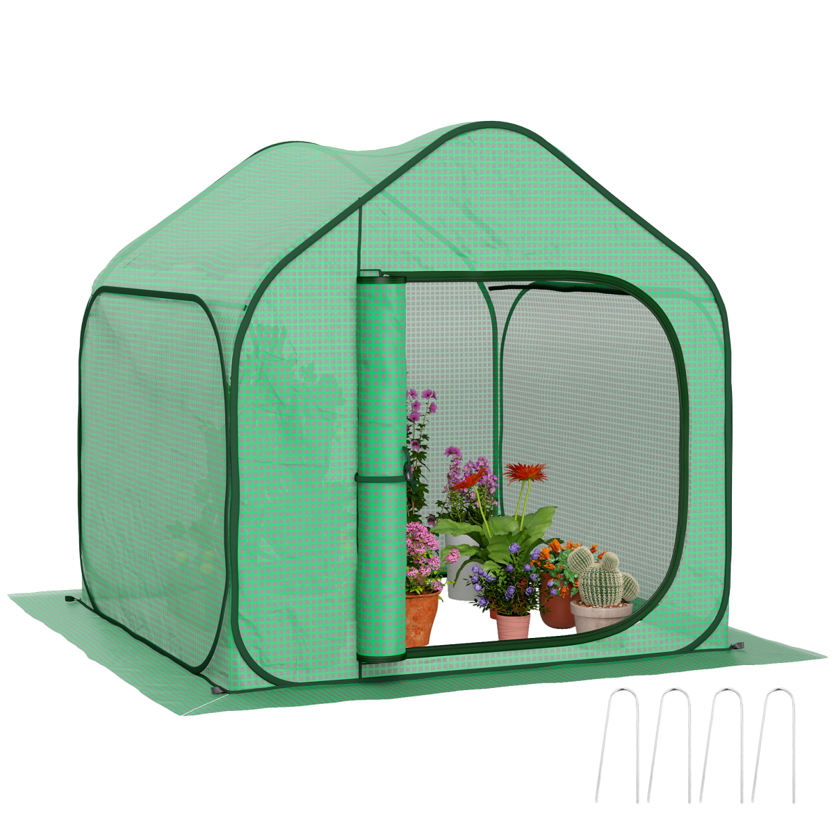 cortex-london-kensington-mini-pop-up-greenhouse-reinforced-pe-cover-zipped-door-green