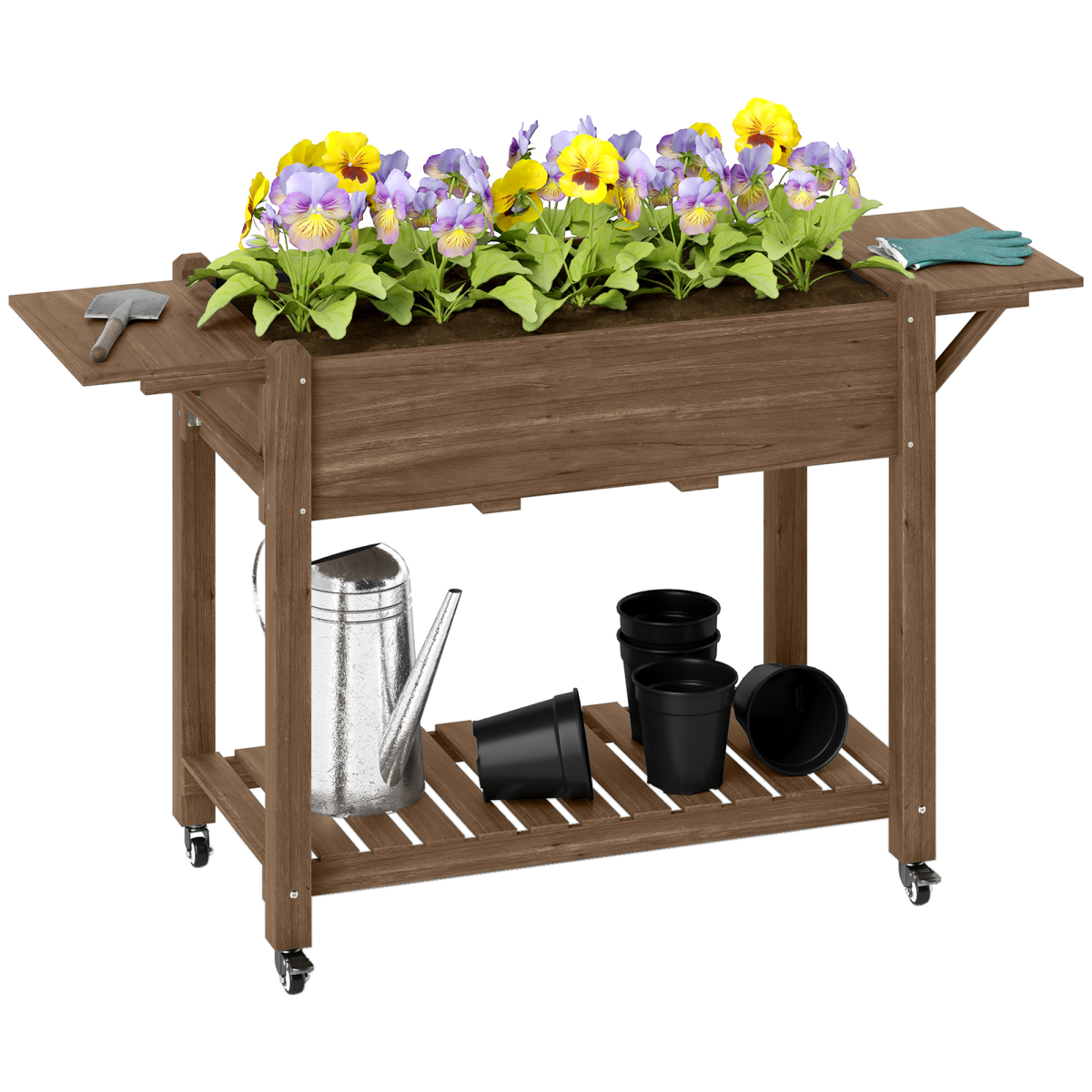 cortex-london-york-fir-wood-raised-planter-with-lockable-wheels