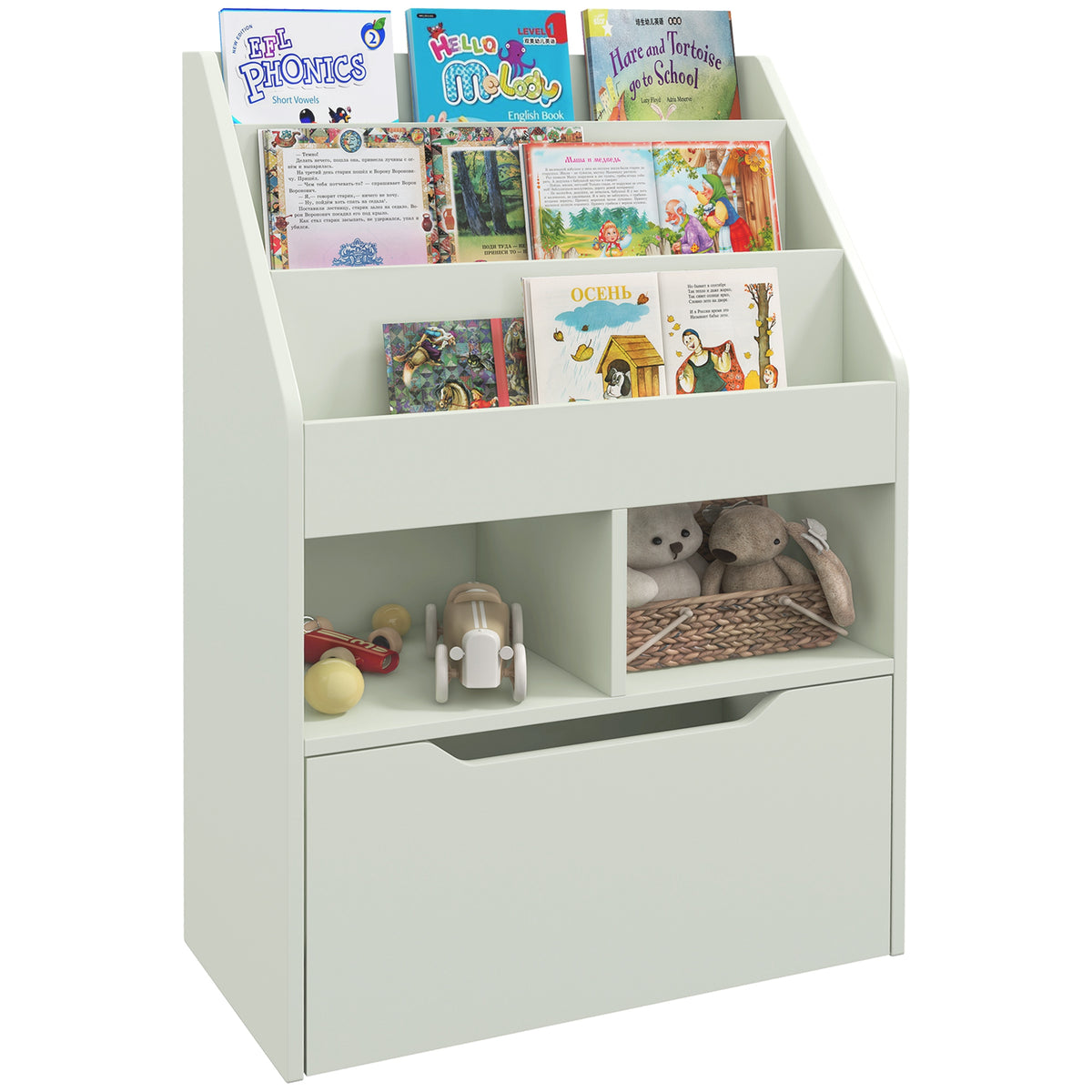 cortex-london-york-kids-bookcase-toy-box-storage-drawer-green