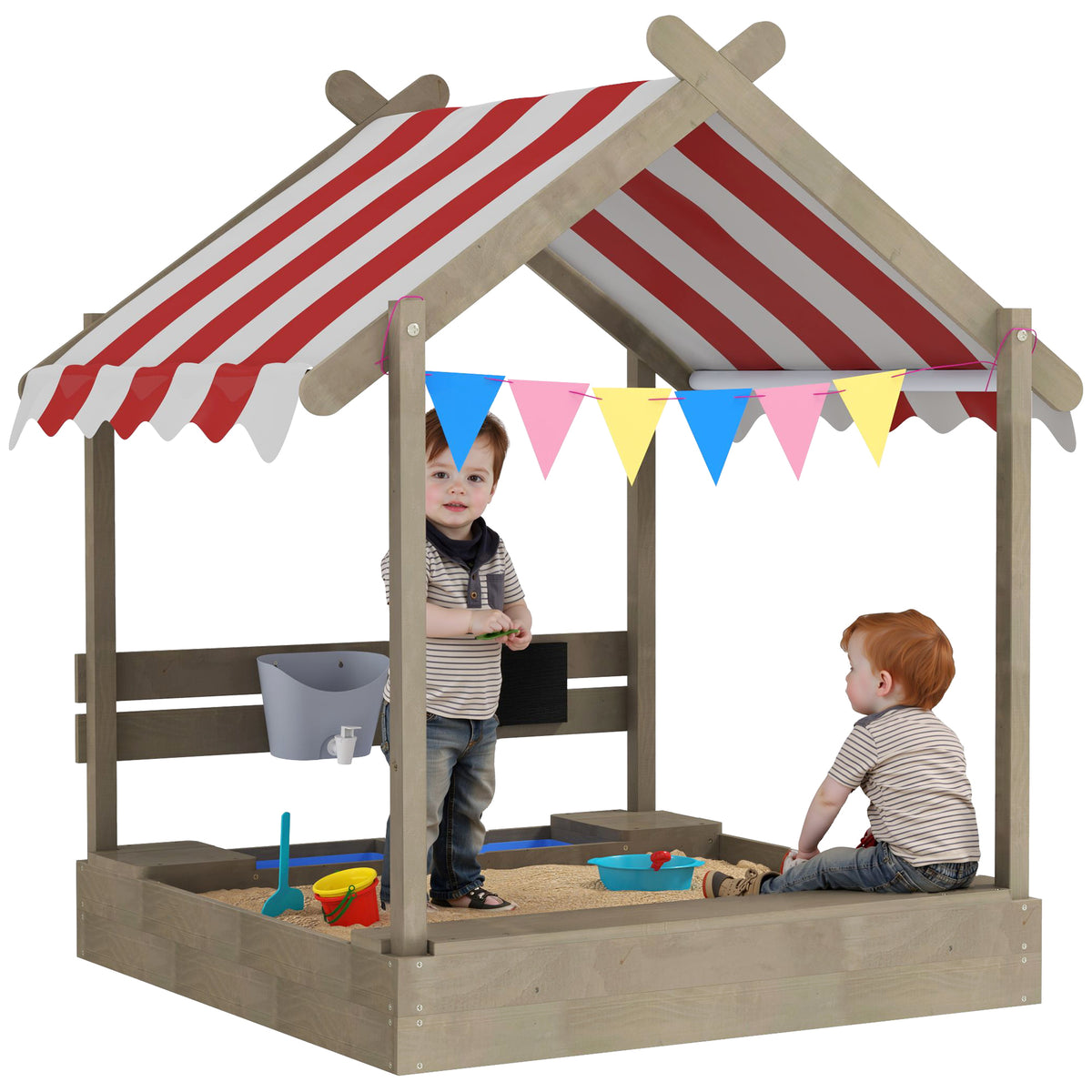 cortex-london-windsor-kids-sand-pit-playhouse-canopy-blackboard-sink