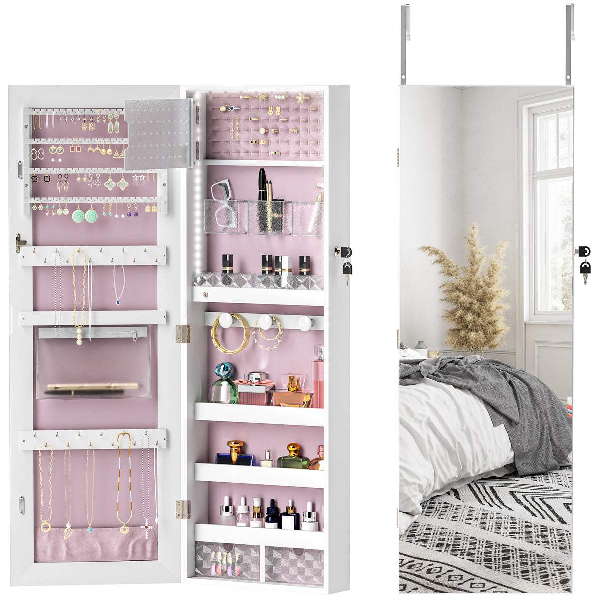 cortex-london-windsor-jewellery-mirror-cabinet-wall-mounted-door-hanging-led-lockable-white-black