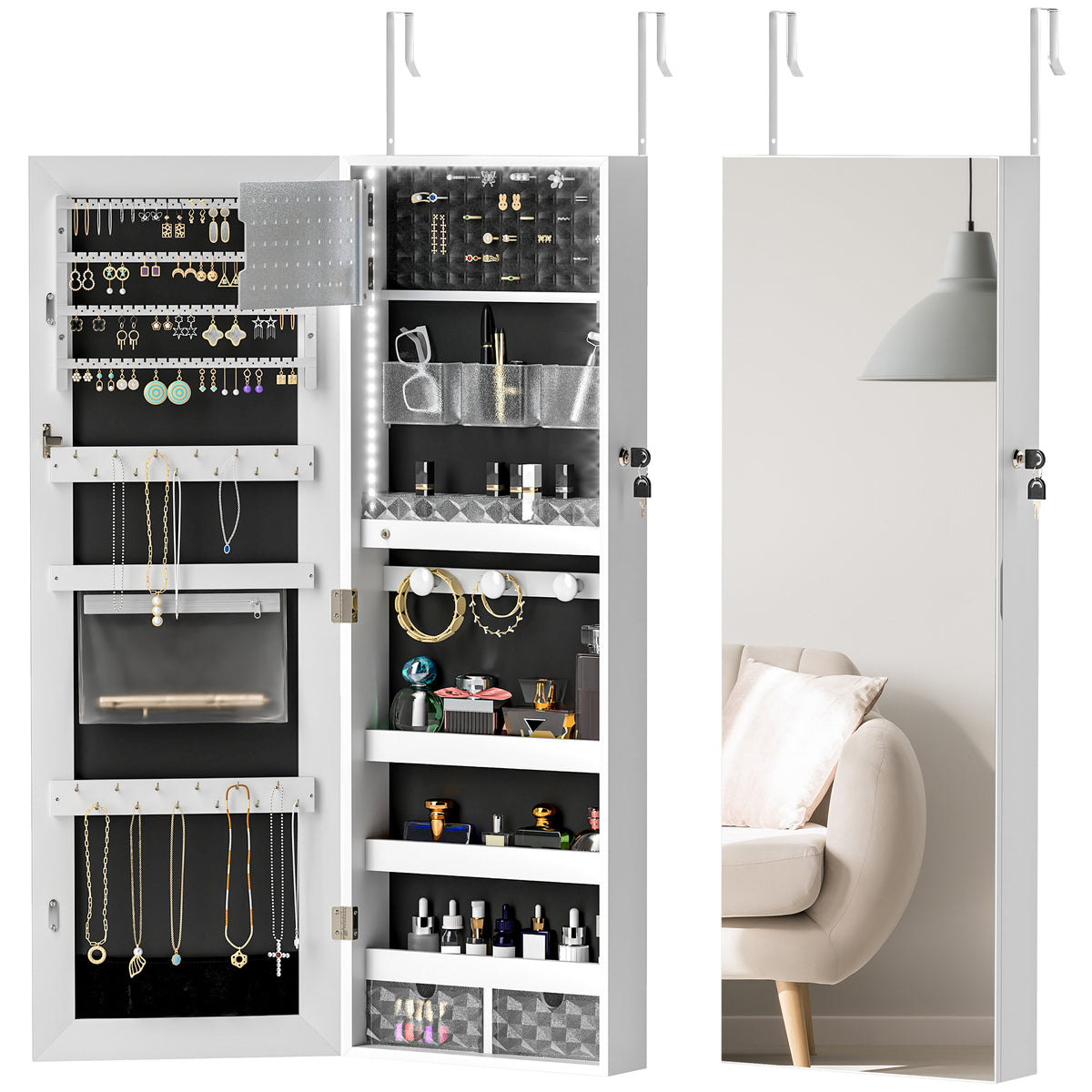 cortex-london-windsor-jewellery-mirror-cabinet-wall-mounted-door-hanging-led-lockable-white-black