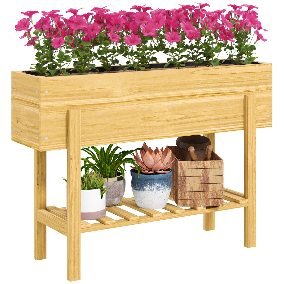cortex-london-york-grey-wooden-raised-planter-with-storage-shelf