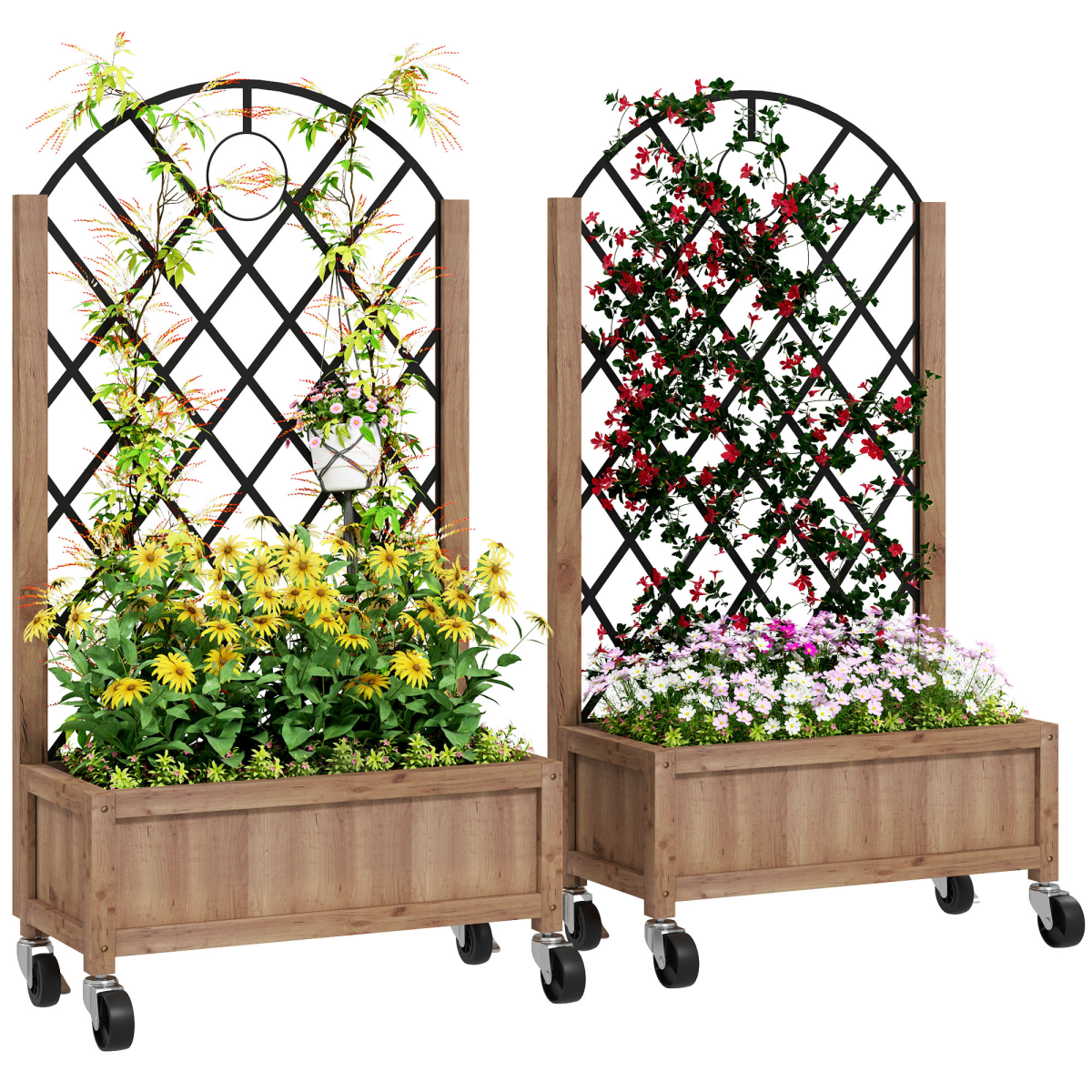 cortex-london-windsor-wooden-raised-planter-box-metal-trellis-wheels
