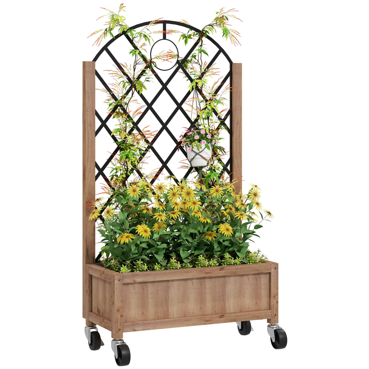 cortex-london-windsor-wooden-raised-planter-box-metal-trellis-wheels