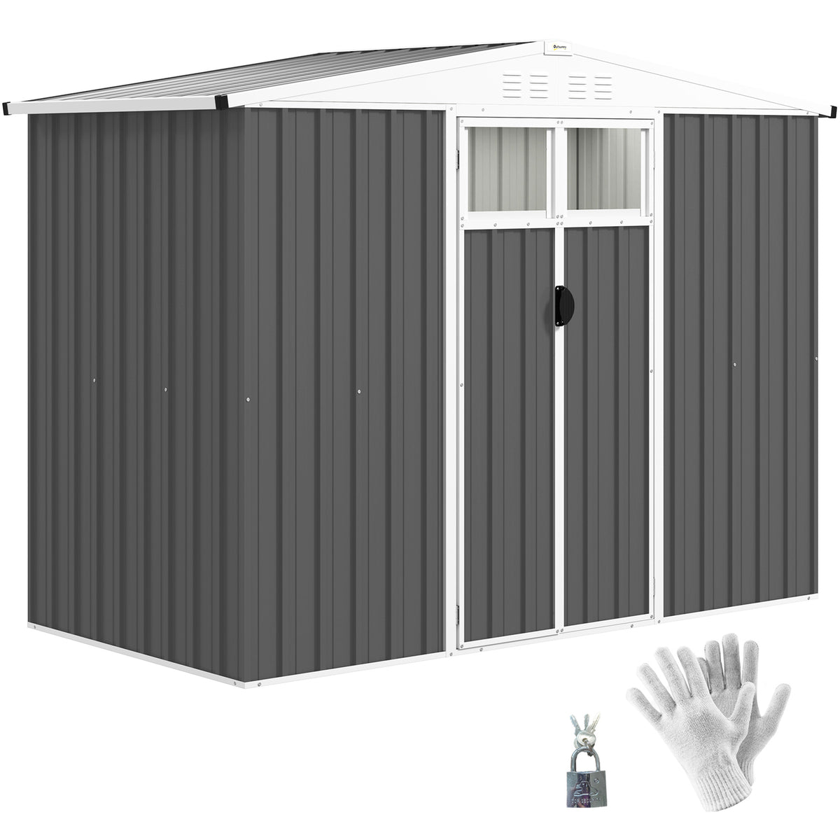 cortex-london-windsor-outsunny-8-4-ft-dark-grey-galvanised-steel-garden-storage-shed