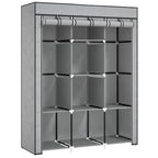 cortex-london-york-fabric-portable-wardrobe-8-shelves-2-hanging-rails-beige