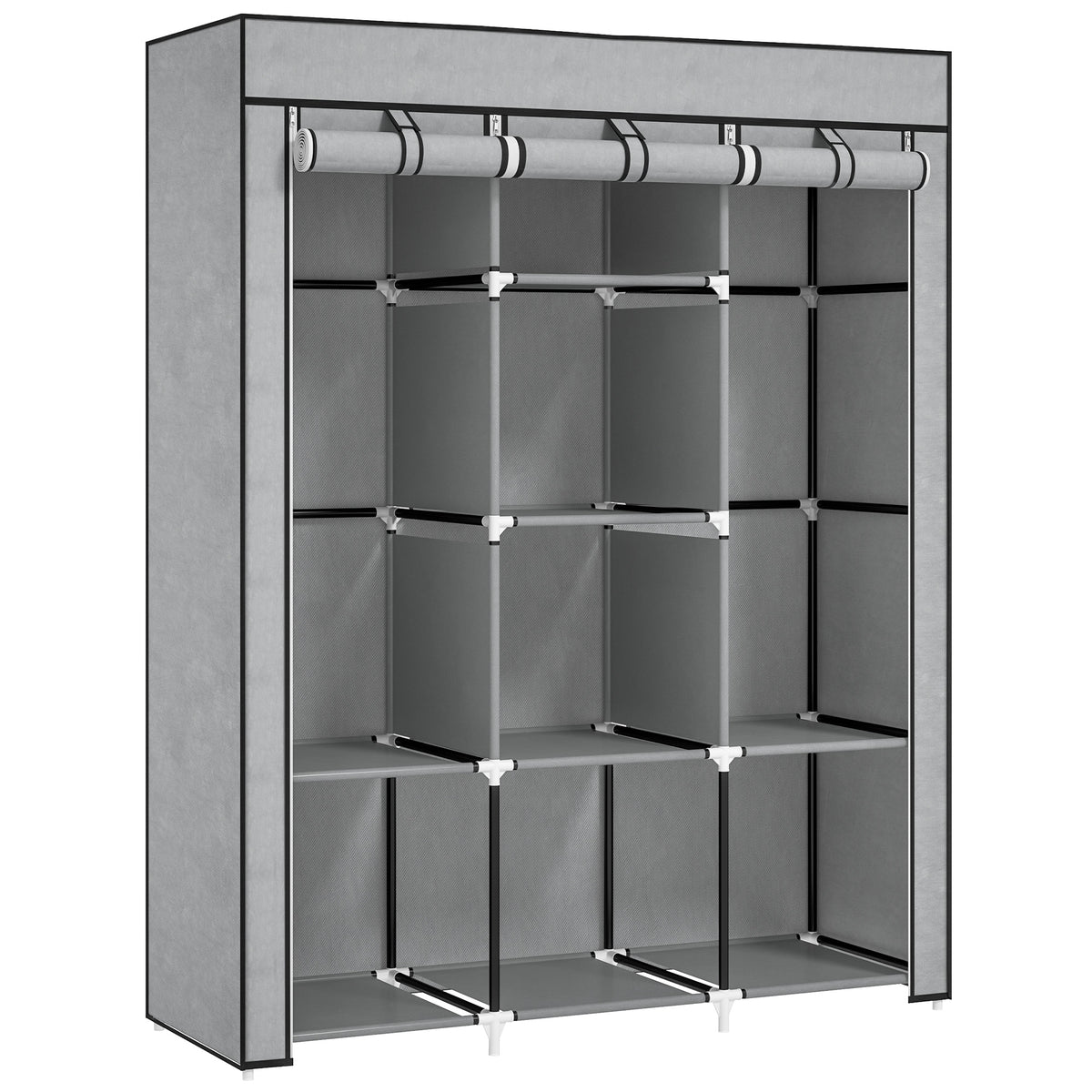 cortex-london-york-fabric-portable-wardrobe-8-shelves-2-hanging-rails-beige