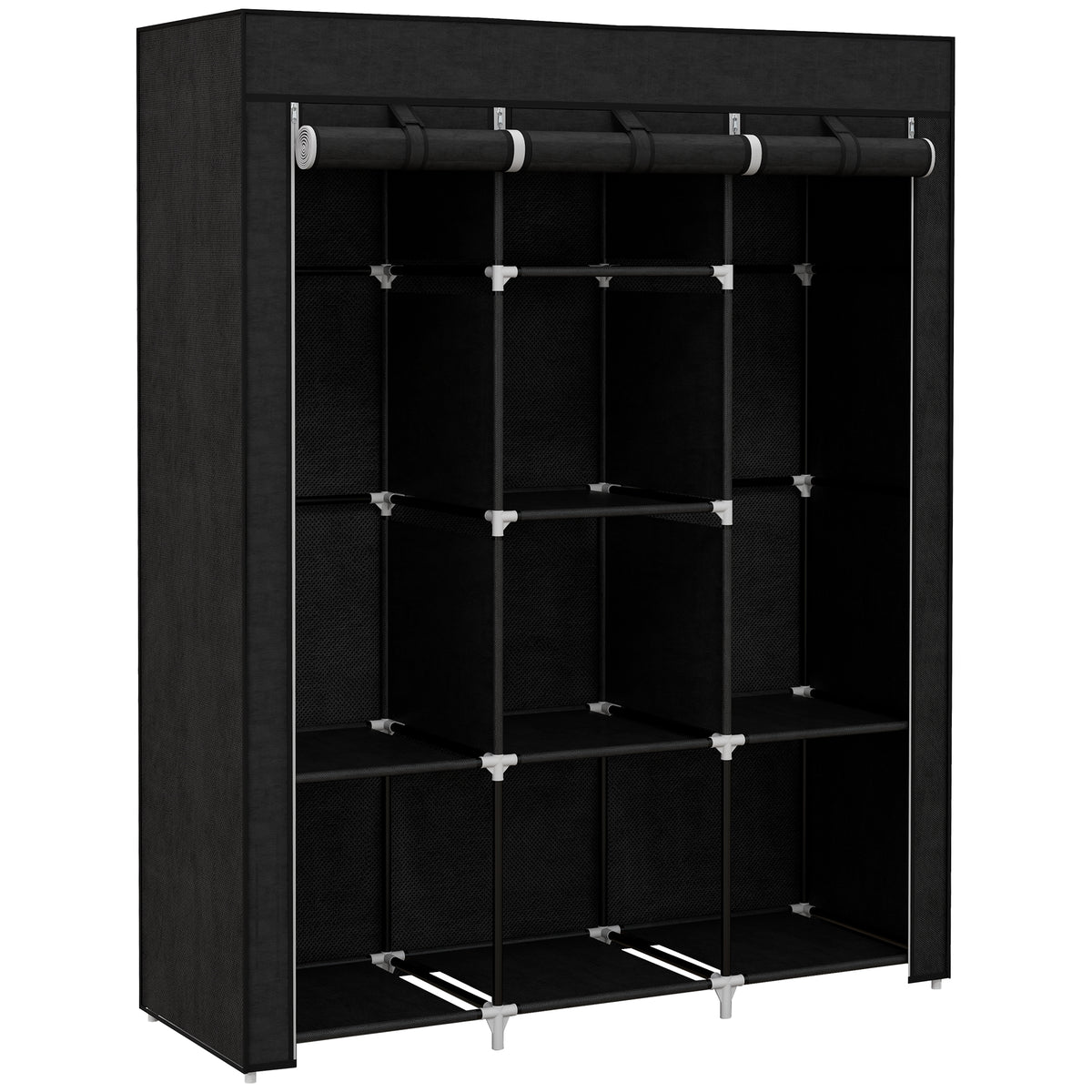 cortex-london-york-fabric-portable-wardrobe-8-shelves-2-hanging-rails-beige