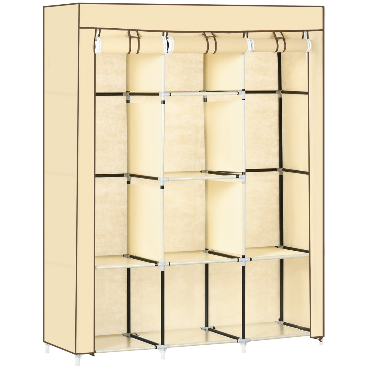 cortex-london-york-fabric-portable-wardrobe-8-shelves-2-hanging-rails-beige