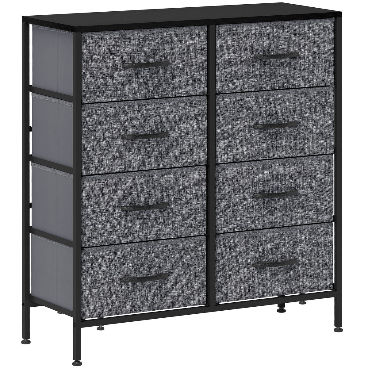 cortex-london-kensington-eight-drawer-black-fabric-chest-of-drawers-wood-effect-top