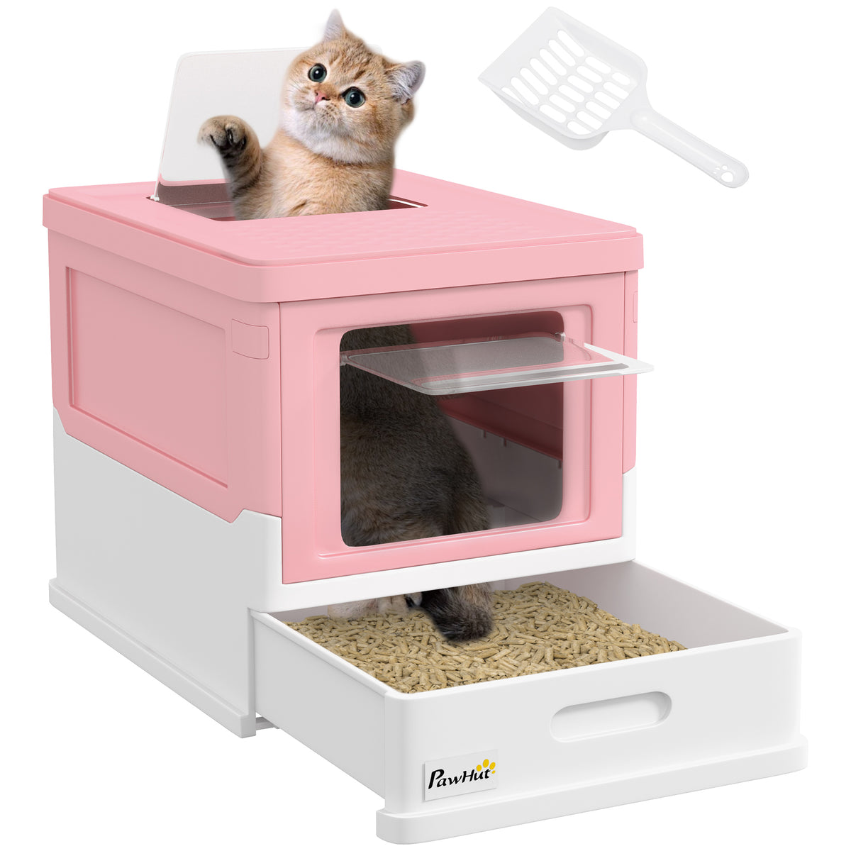 cortex-london-windsor-pawhut-hooded-cat-litter-box-pink-white-scoop