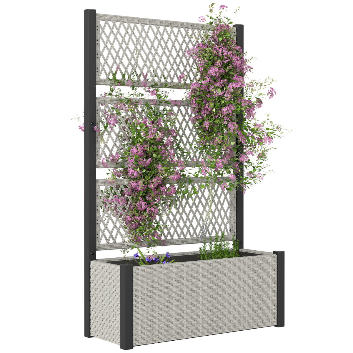 cortex-london-windsor-pe-rattan-garden-planter-box-with-trellis-charcoal-grey