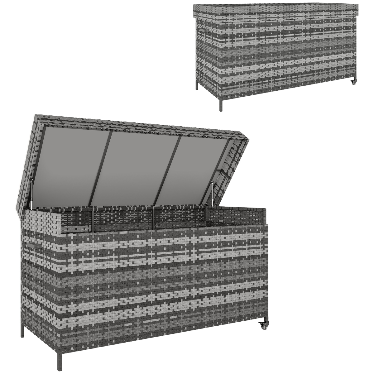 cortex-london-windsor-627-litre-rattan-garden-storage-box-gas-lift-lid-wheels-black