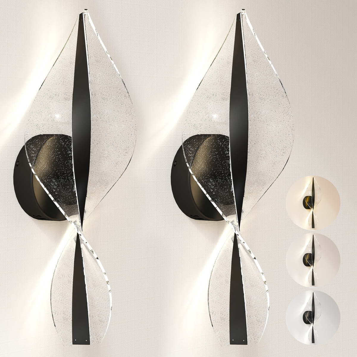 cortex-london-homcom-spiral-led-wall-lamp-2-pack-black
