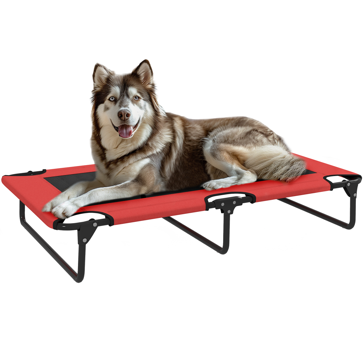 cortex-london-windsor-raised-dog-bed-breathable-mesh-red-black
