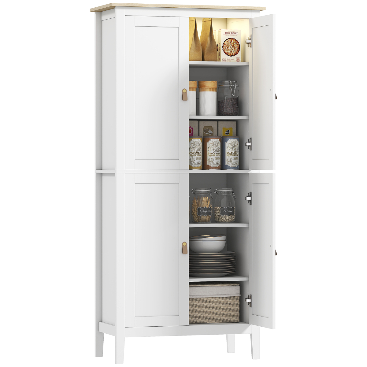 cortex-london-windsor-green-freestanding-led-pantry-cabinet-four-doors