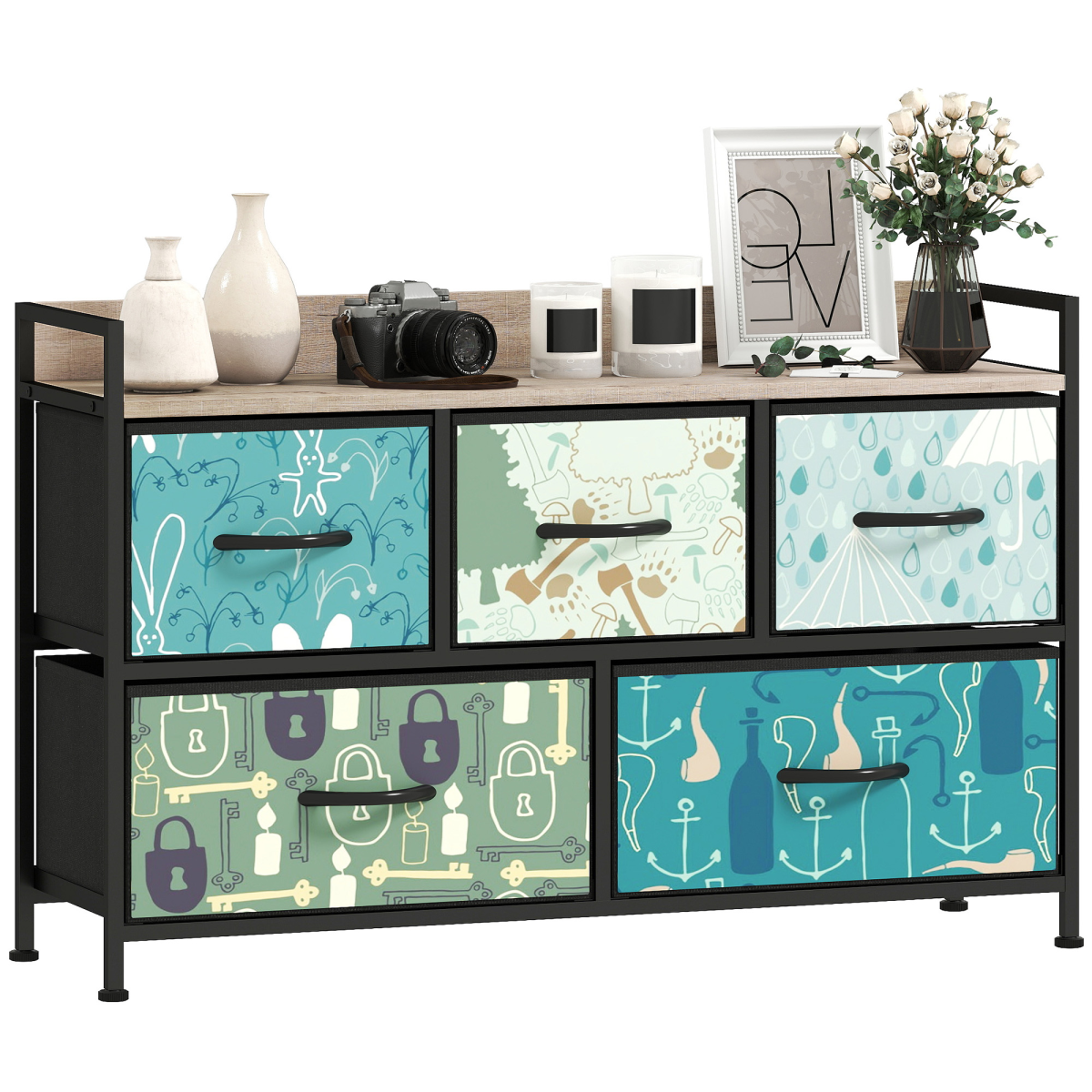 cortex-london-york-blue-four-drawer-fabric-dresser-open-shelf
