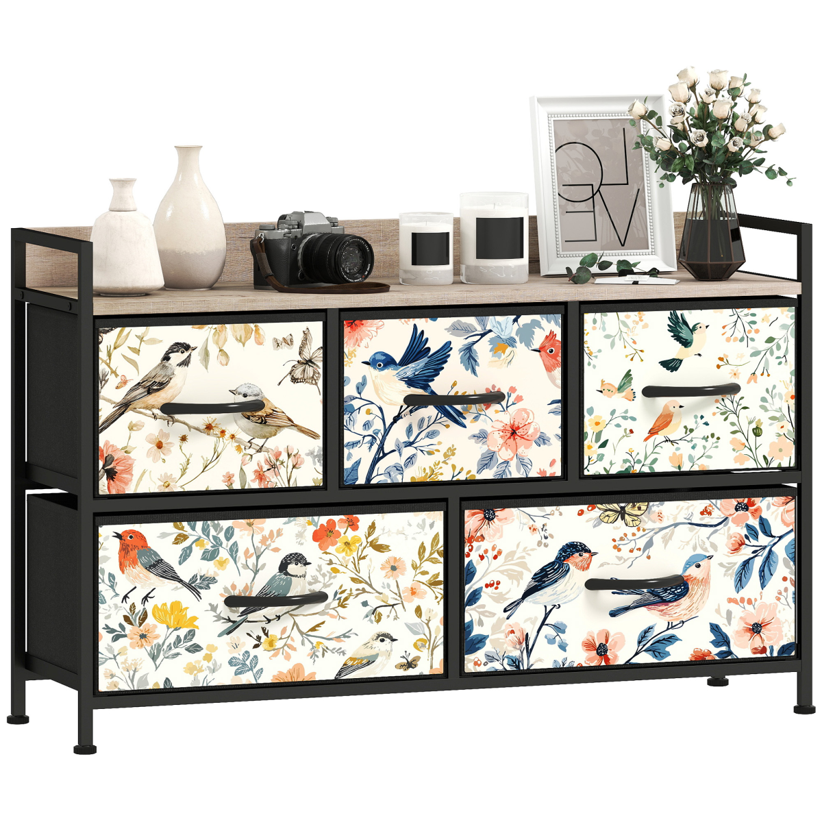 cortex-london-york-blue-four-drawer-fabric-dresser-open-shelf