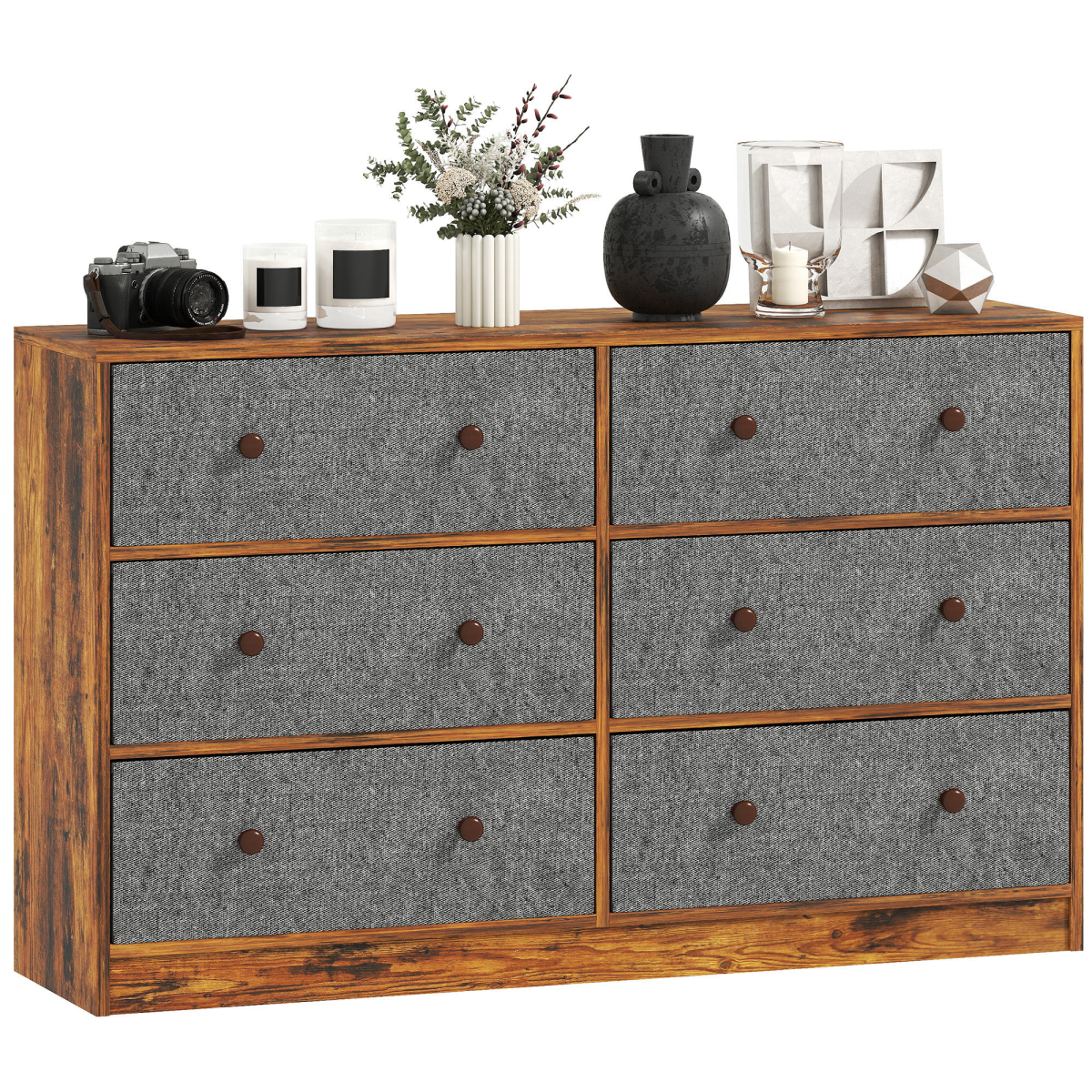 cortex-london-york-four-drawer-fabric-chest-of-drawers-grey-rustic-brown