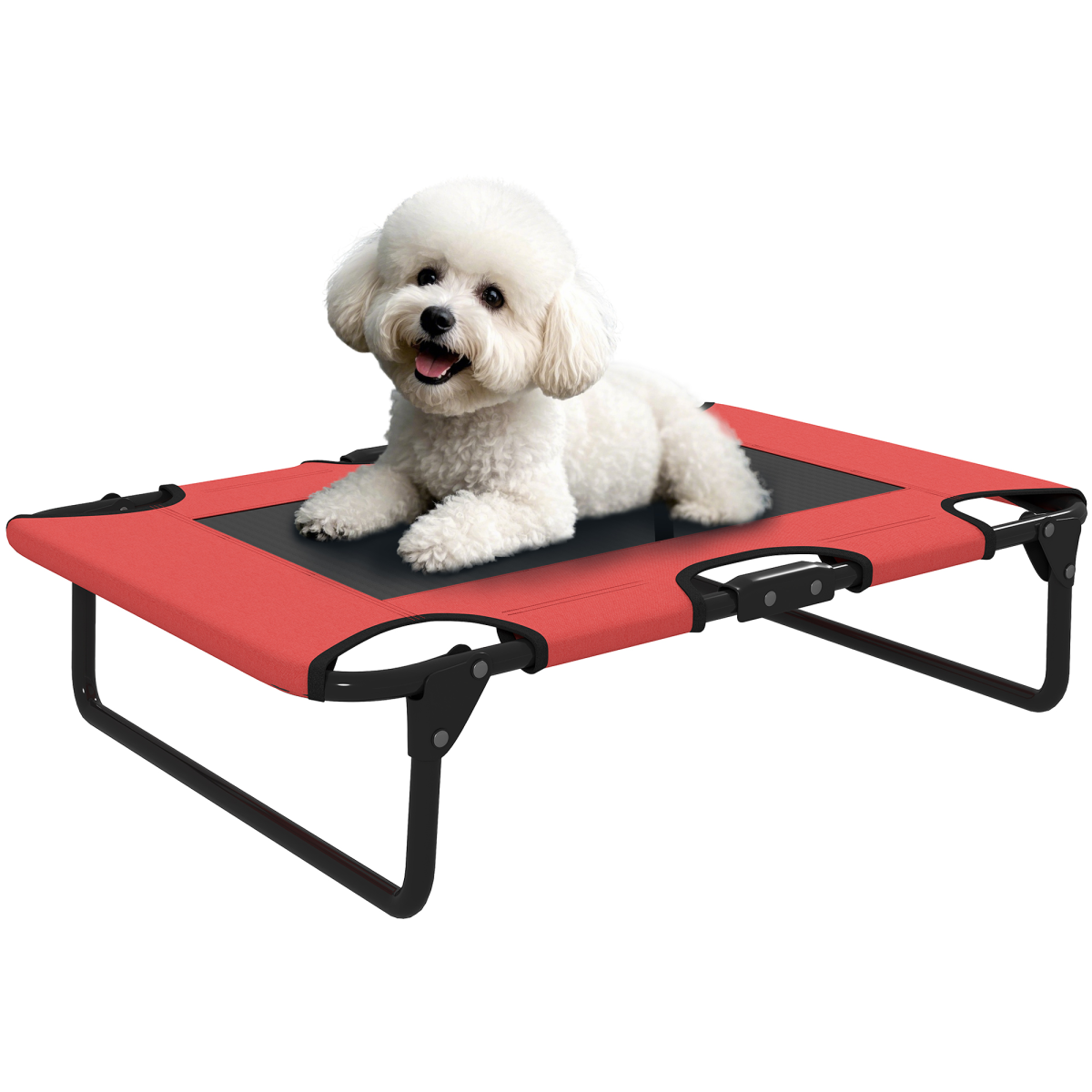 cortex-london-windsor-raised-dog-bed-breathable-mesh-red-black
