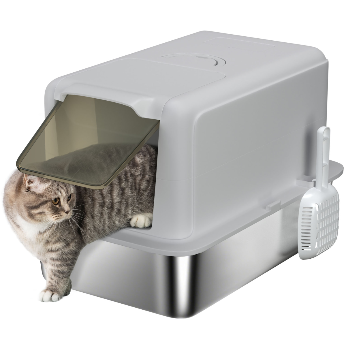 cortex-london-windsor-pawhut-stainless-steel-cat-litter-box-scoop-grey-silver-tone