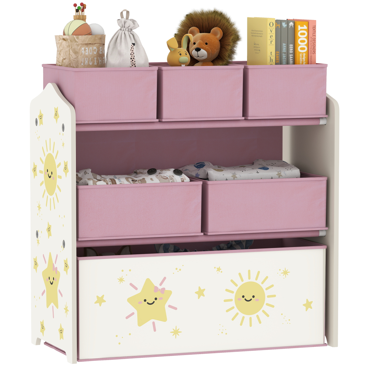 cortex-london-windsor-kids-storage-shelf-removable-fabric-boxes-green