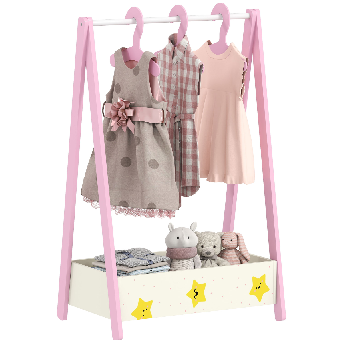 cortex-london-windsor-green-kids-clothes-rail-with-hangers-shelf