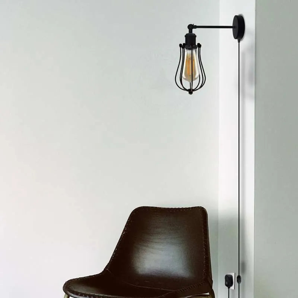 cortex-london-york-black-industrial-cage-plug-in-e27-wall-lamp