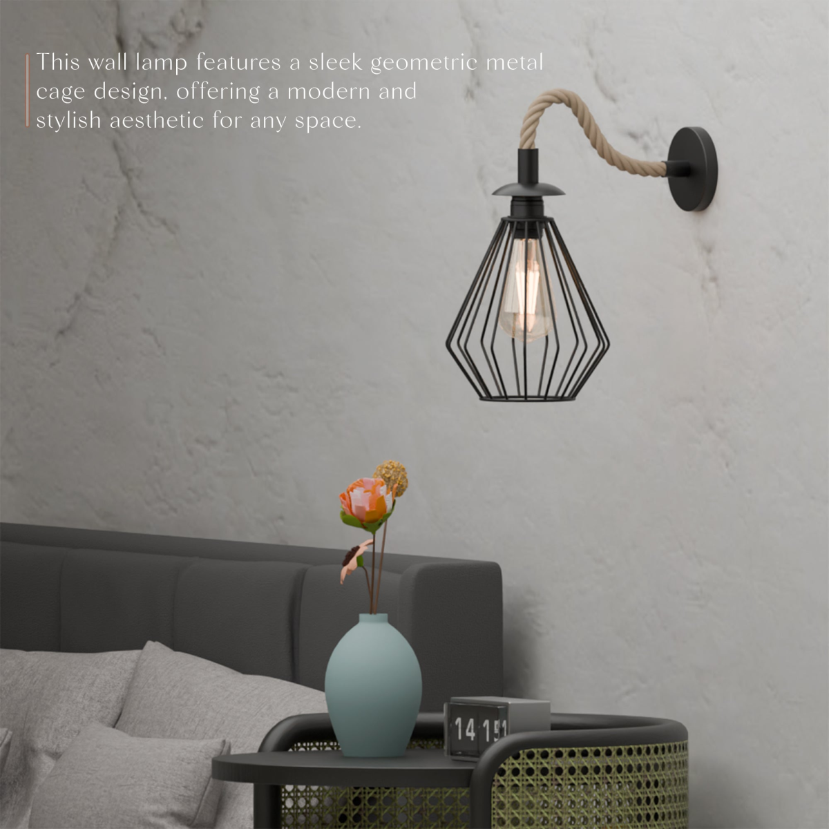 cortex-london-york-19cm-black-rope-diamond-cage-wall-light