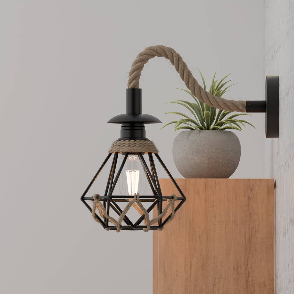 cortex-london-york-13cm-black-diamond-cage-rope-wall-light