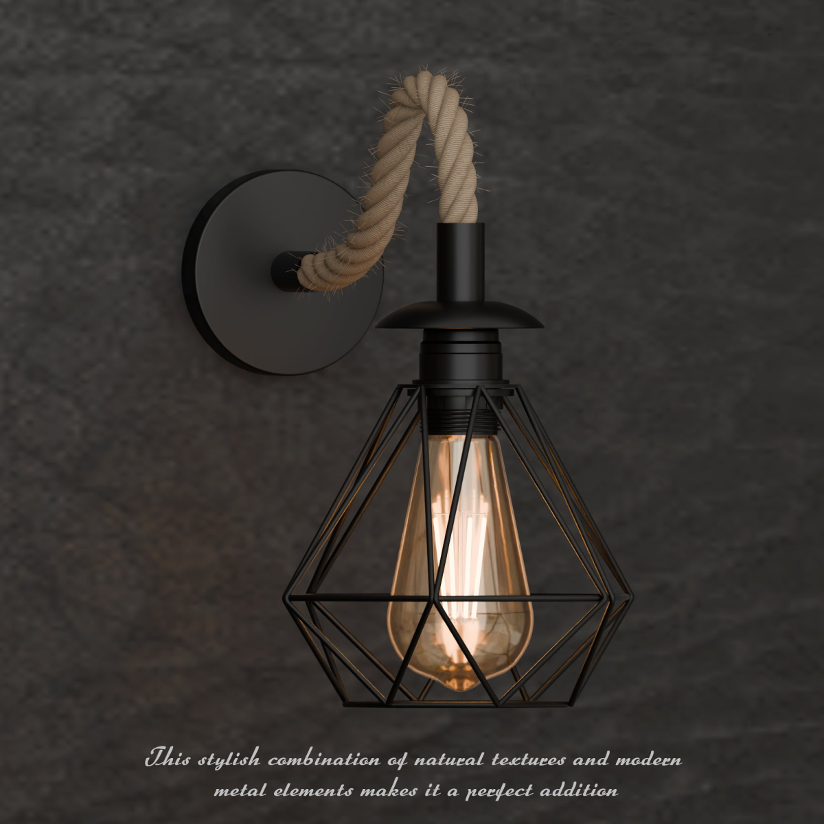 cortex-london-york-15cm-hemp-rope-diamond-cage-wall-light-e27