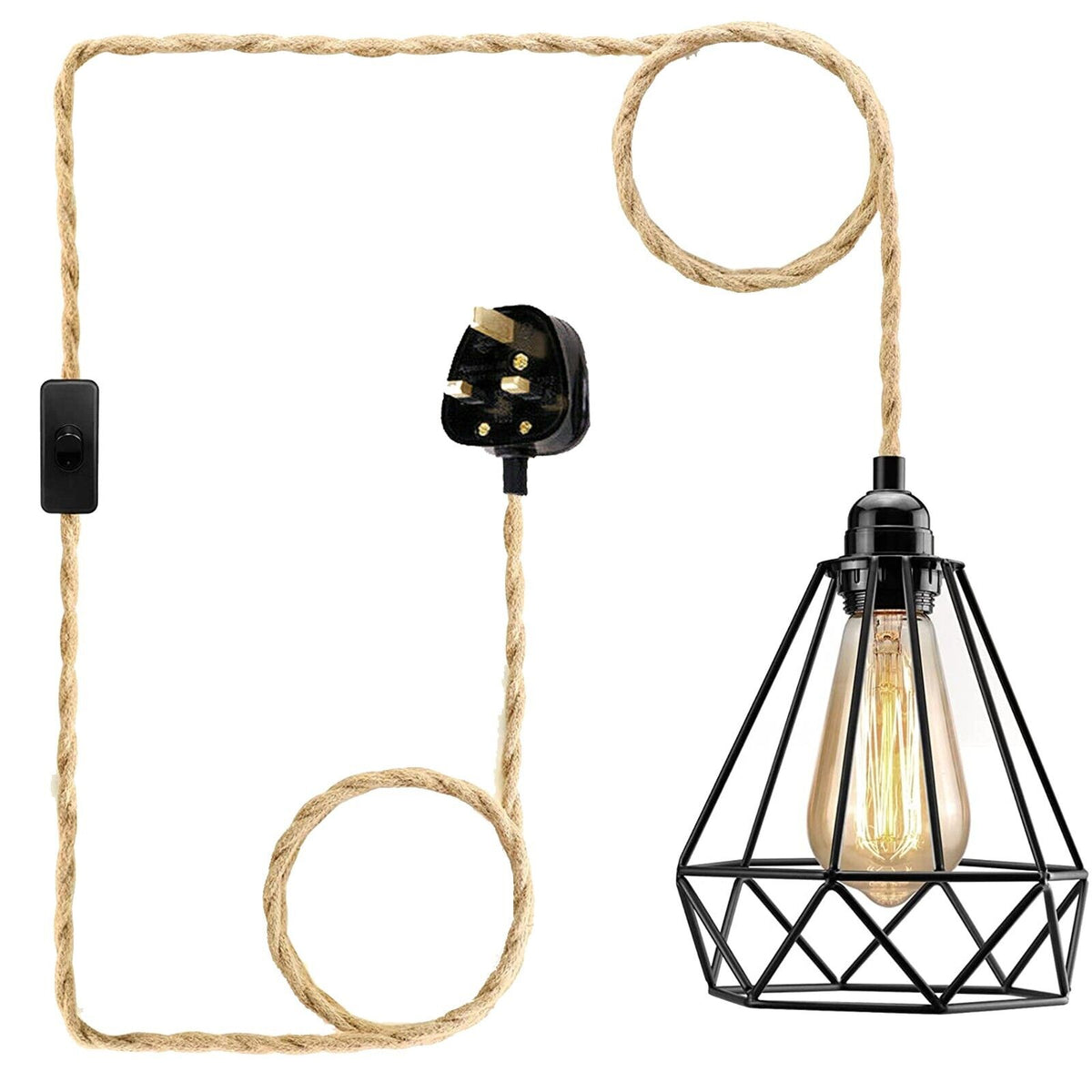 cortex-london-york-hemp-flex-plug-in-pendant-light-e27-black-metal-cage-2m-cord