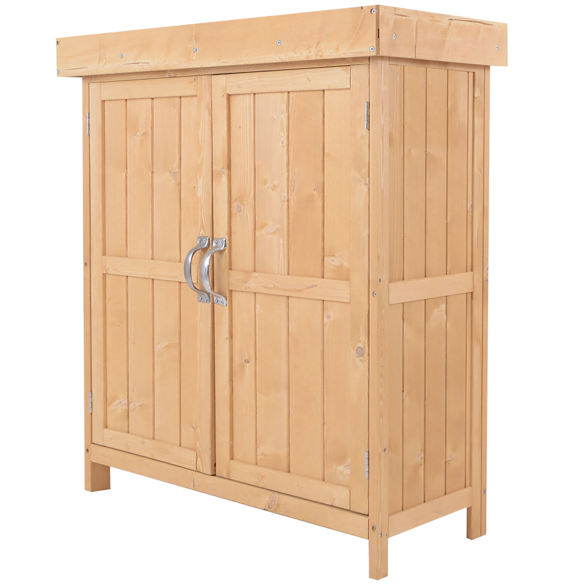 cortex-london-windsor-wooden-garden-storage-chest-double-doors-hinged-roof-two-tier-shelf