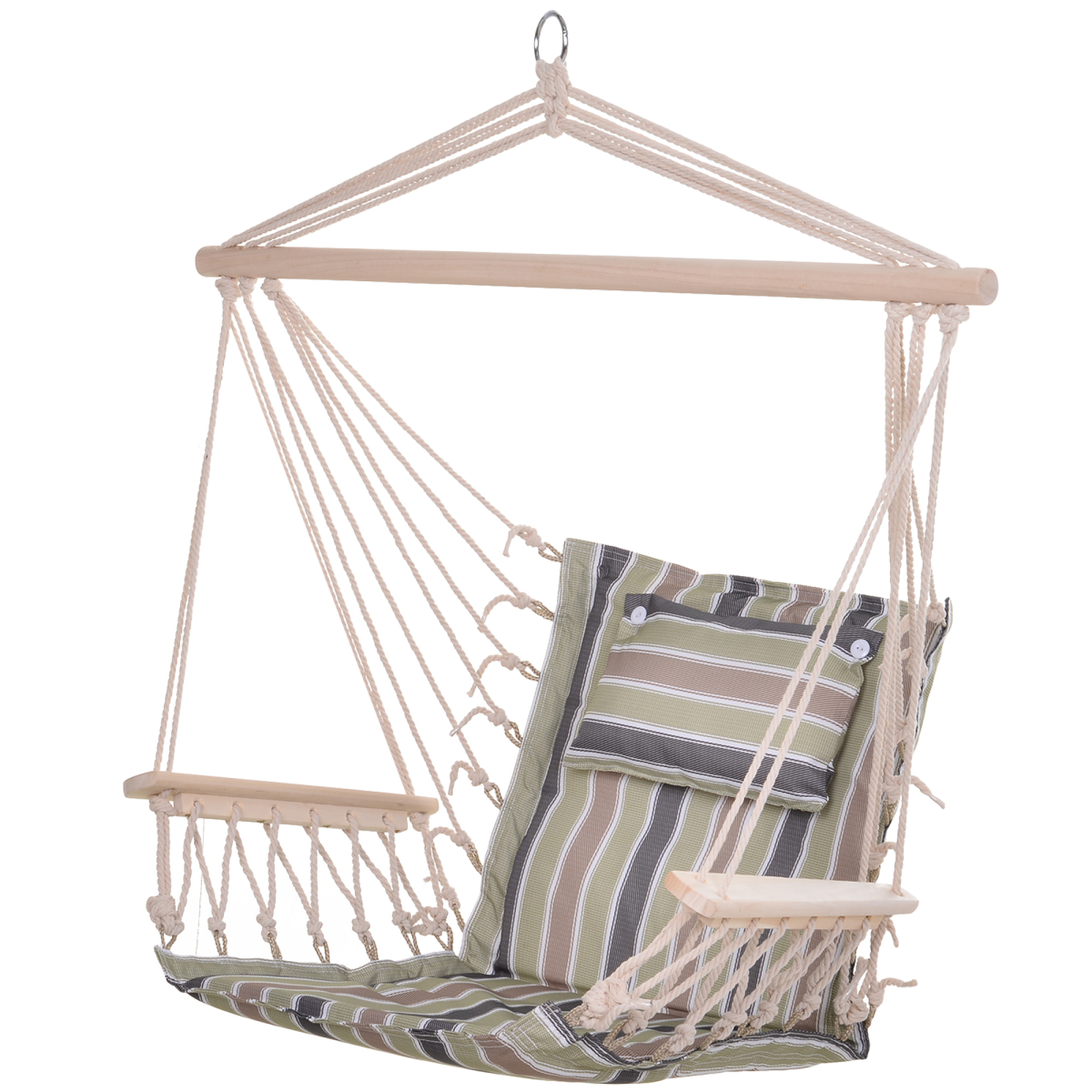 cortex-london-york-haven-rope-hanging-hammock-chair-muted-green-brown-blue-stripes-wooden-armrests