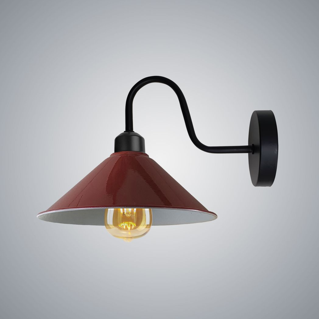 cortex-london-windsor-burgandy-black-e27-swan-neck-cone-wall-light
