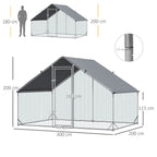 Walk In Chicken Run Galvanized Chicken Coop Hen House w/ Water-Resist Cover