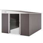 11.3 x 9.2ft Steel Garden Shed Metal Tool House Double Doors & 2 Air Vents, Grey